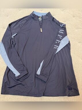 EUC KASTEL DENMARK blue on blue jumper Long Sleeve 1/4 Zip sun Shirt SIZE XL